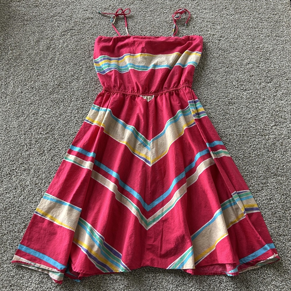 Dotti Dress Womens Large Pink Striped Sleeveless Sundress A-Line Knee Length